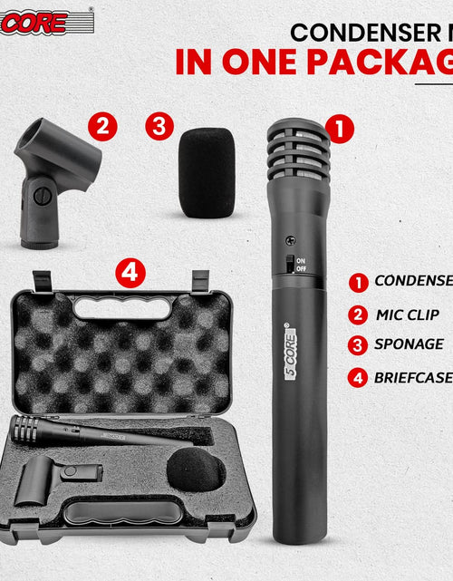 Load image into Gallery viewer, 5Core Instrument Microphone Professional XLR Cardioid Pencil Stick Condenser Mic Black
