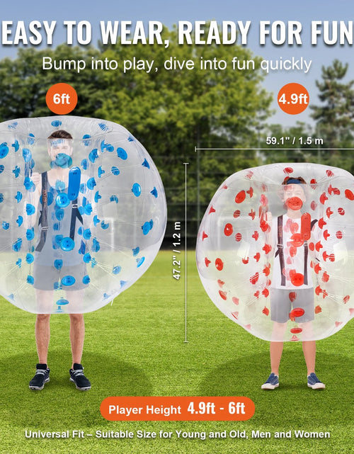 Load image into Gallery viewer, VEVOR Inflatable Bumper Balls 2-Pack, 5FT/1.5M Body Sumo Zorb Balls for Teen &amp; Adult, 0.8Mm Thick PVC Human Hamster Bubble Balls for Outdoor Team Gaming Play, Bumper Bopper Toys for Garden, Yard, Park
