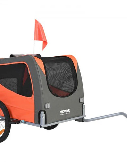 Load image into Gallery viewer, VEVOR Dog Bike Trailer, Supports up to 66 Lbs, Pet Cart Bicycle Carrier, Easy Folding Frame with Quick Release Wheels, Universal Bicycle Coupler, Reflectors, Flag, Collapsible to Store, Orange/Gray
