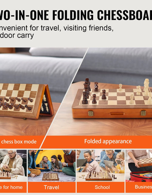 Load image into Gallery viewer, VEVOR Magnetic Wooden Chess Set, 15 Inch 2-IN-1 Chess Checkers Game Set, Folding Chess Board Games for Adults Kids, 2 Queens Portable Travel Gift Chess Set for Tournament Professional Beginner
