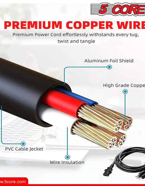 Load image into Gallery viewer, 5Core AC Power Cord 6 Ft 3 Prong US Male - Female Extension Adapter 16AWG 125V 13A
