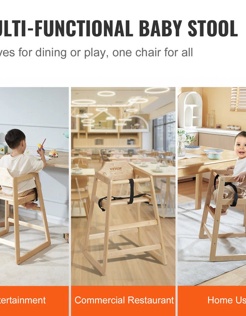 Load image into Gallery viewer, VEVOR Wooden High Chair for Babies &amp; Toddlers, Double Solid Wood Feeding Chair, Eat &amp; Grow Portable High Chair, Easy to Clean Baby Booster Seat, Compact Toddler Chair, Natural
