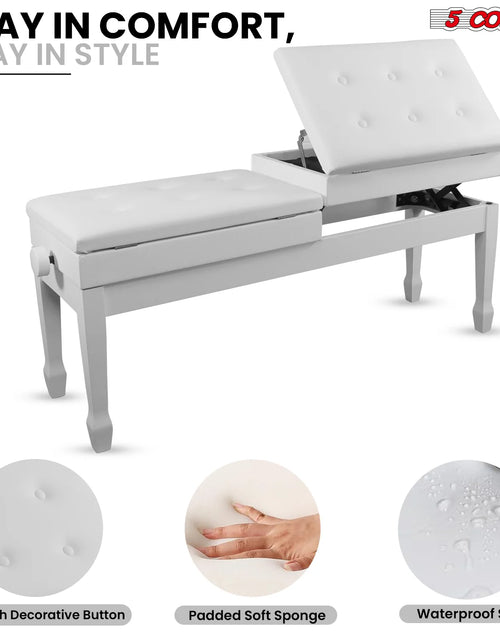 Load image into Gallery viewer, 5CORE Duet Piano Bench W Storage for Two Wooden Adjustable Keyboard Stool - Adults &amp; Kids
