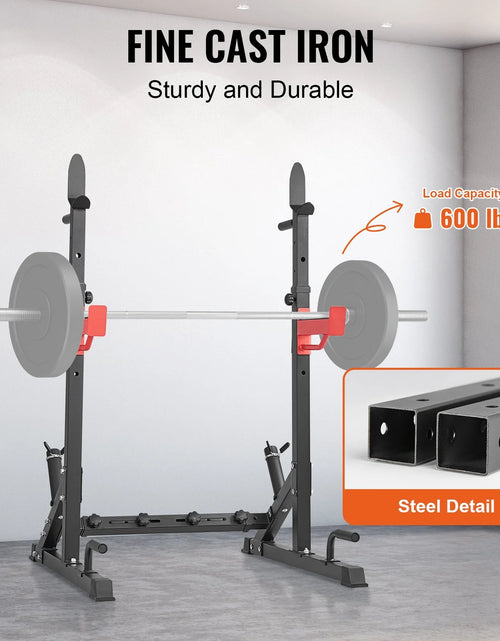 Load image into Gallery viewer, VEVOR Squat Stand Power Rack, Multi-Functional Barbell Rack with Hook, Weight Plate Storage Attachment, Adjustable Free Bench Press Stands, Max Load 600 Lbs Steel Exercise Squat Stand for Gym/Home Gym
