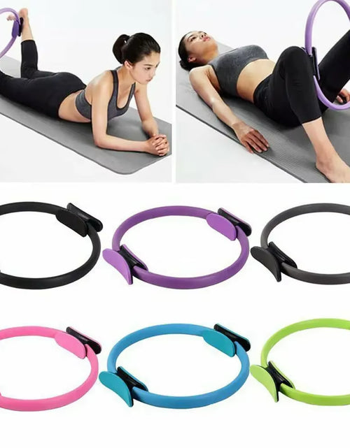 Load image into Gallery viewer, 38Cm Yoga Fitness Pilates Ring Women Girls Circle Magic Dual Exercise Home Gym Workout Sports Lose Weight Body Resistance 6Color
