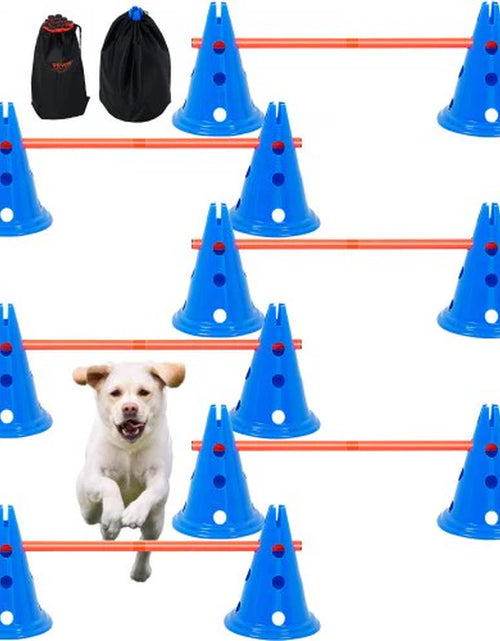 Load image into Gallery viewer, VEVOR Dog Agility Hurdle Cone Set 6 PCS Kit-12 Xcones 6 Xagility Rods with Bag
