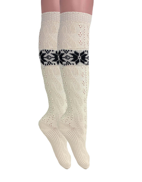 Load image into Gallery viewer, 1 Pair Women’S Cotton Knee-High Knitted Lace Socks – Soft, Elegant &amp; Breathable – Size 5-10
