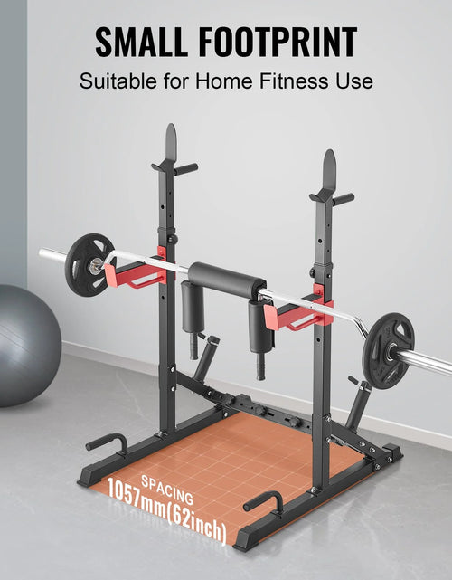 Load image into Gallery viewer, VEVOR Squat Stand Power Rack, Multi-Functional Barbell Rack with Hook, Weight Plate Storage Attachment, Adjustable Free Bench Press Stands, Max Load 600 Lbs Steel Exercise Squat Stand for Gym/Home Gym
