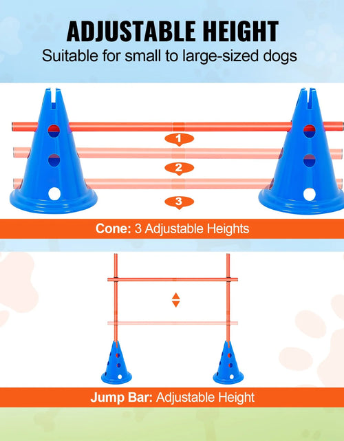 Load image into Gallery viewer, VEVOR Dog Agility Hurdle Cone Set 6 PCS Kit-12 Xcones 6 Xagility Rods with Bag
