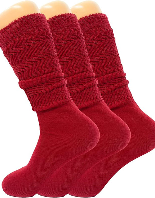 Load image into Gallery viewer, Women&#39;S Slouch Knee High Socks – 3 Pairs, Size 9-11 | Soft, Breathable &amp; Versatile

