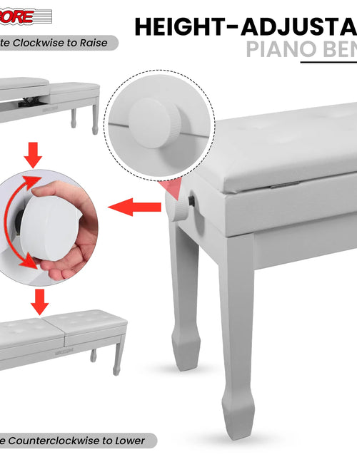 Load image into Gallery viewer, 5CORE Duet Piano Bench W Storage for Two Wooden Adjustable Keyboard Stool - Adults &amp; Kids
