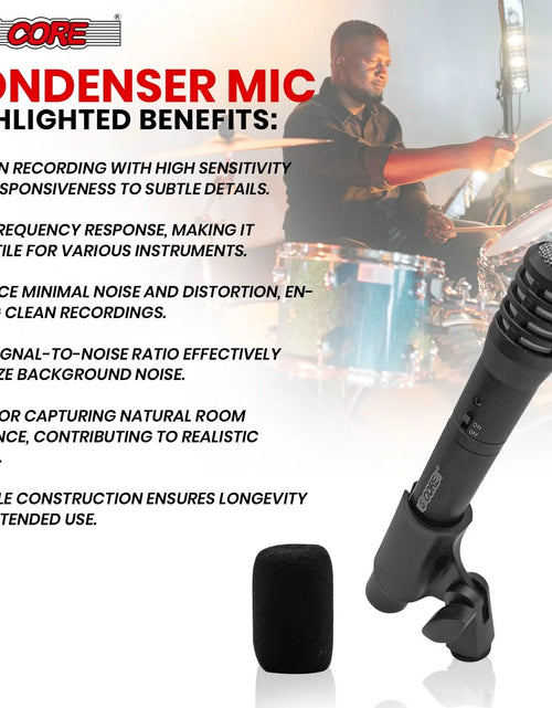 Load image into Gallery viewer, 5Core Instrument Microphone Professional XLR Cardioid Pencil Stick Condenser Mic Black
