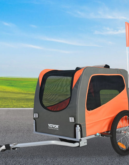 Load image into Gallery viewer, VEVOR Dog Bike Trailer, Supports up to 66 Lbs, Pet Cart Bicycle Carrier, Easy Folding Frame with Quick Release Wheels, Universal Bicycle Coupler, Reflectors, Flag, Collapsible to Store, Orange/Gray
