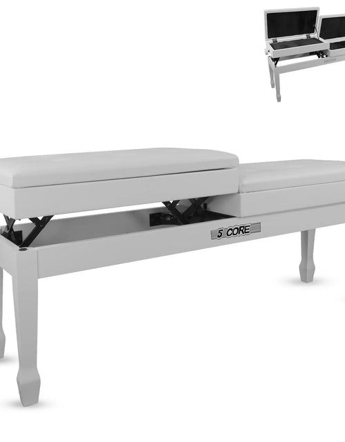 Load image into Gallery viewer, 5CORE Duet Piano Bench W Storage for Two Wooden Adjustable Keyboard Stool - Adults &amp; Kids
