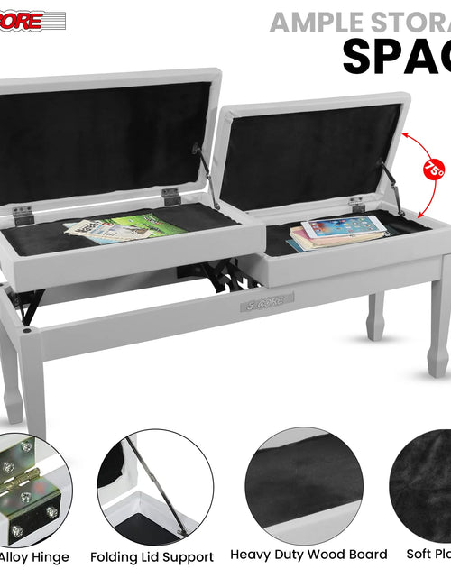Load image into Gallery viewer, 5CORE Duet Piano Bench W Storage for Two Wooden Adjustable Keyboard Stool - Adults &amp; Kids
