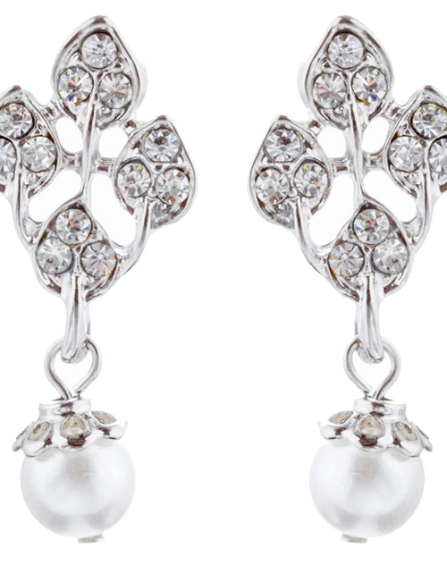 Load image into Gallery viewer, Bridal Wedding Jewelry Set Rhinestone Pearl Leaf White
