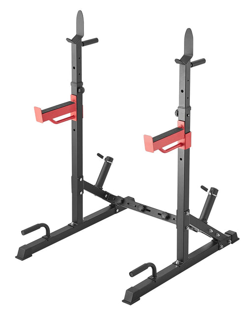 Load image into Gallery viewer, VEVOR Squat Stand Power Rack, Multi-Functional Barbell Rack with Hook, Weight Plate Storage Attachment, Adjustable Free Bench Press Stands, Max Load 600 Lbs Steel Exercise Squat Stand for Gym/Home Gym
