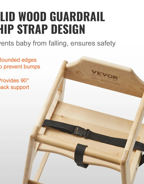 Load image into Gallery viewer, VEVOR Wooden High Chair for Babies &amp; Toddlers, Double Solid Wood Feeding Chair, Eat &amp; Grow Portable High Chair, Easy to Clean Baby Booster Seat, Compact Toddler Chair, Natural
