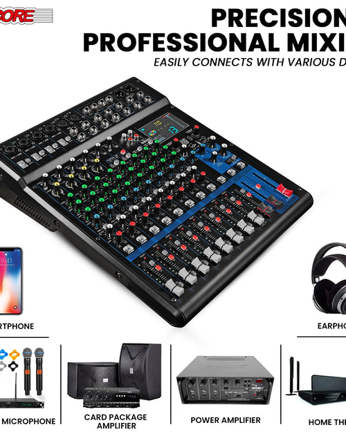 Load image into Gallery viewer, 5Core Audio DJ Mixer 12 Channel Sound Board Console W 99 DSP Effect 48V Phantom Power
