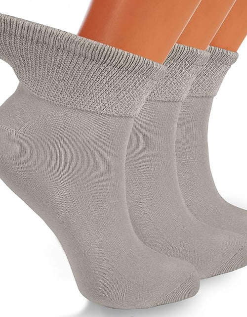Load image into Gallery viewer, Aws/American Made Non-Binding Diabetic Ankle Socks – 3 Pair Pack, Moisture-Wicking Cotton (Unisex for Men &amp; Women)
