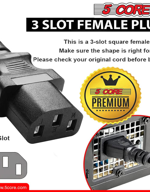 Load image into Gallery viewer, 5Core AC Power Cord 6 Ft 3 Prong US Male - Female Extension Adapter 16AWG 125V 13A
