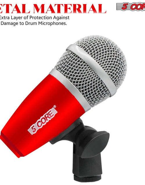 Load image into Gallery viewer, 5Core Drum Mic Kit 9 Pcs Kick Basstom Snare Dynamic Mics Instrument Microphone Set RED
