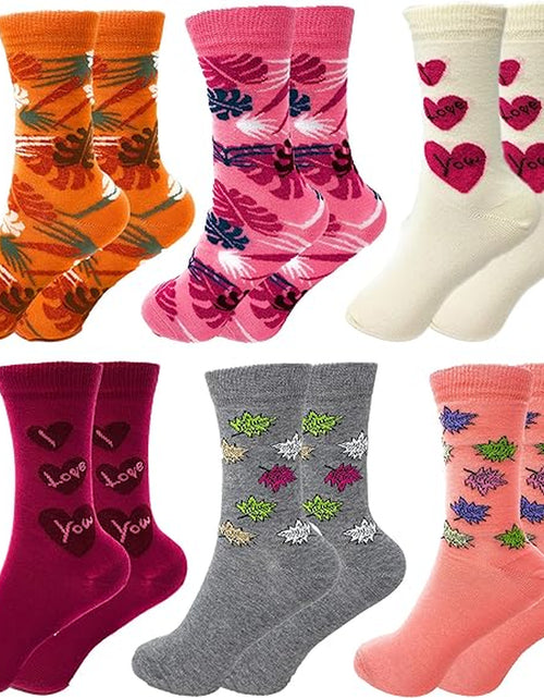 Load image into Gallery viewer, 6 Pairs Women’S Colorful Combed Cotton Crew Socks – Soft, Breathable &amp; Stylish – Size 9-11
